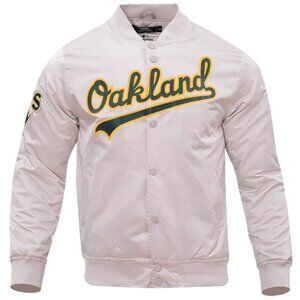MLB Oakland Athletics Satin Varsity Jacket Quilt Insulated Spelled Out L RD10597